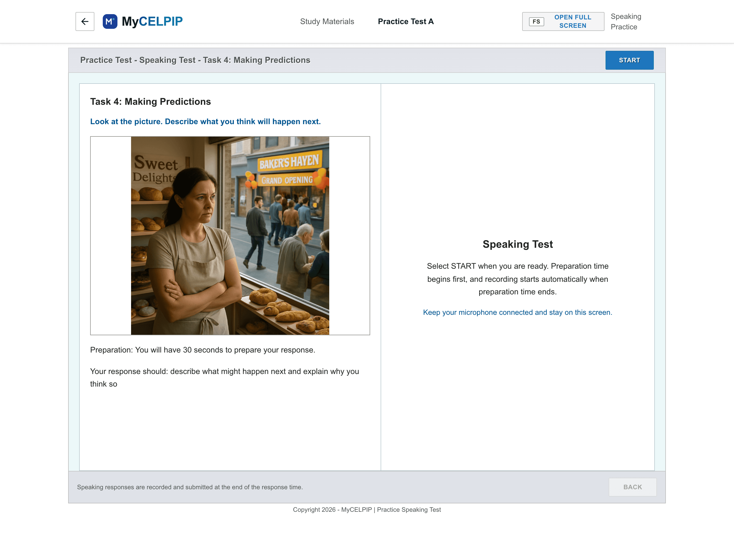 MyCELPIP Speaking Making Predictions task with prompt image